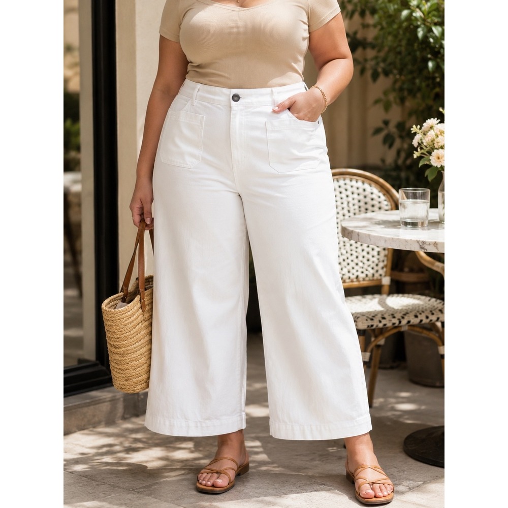 Maeve Anthropologie The Colette Wide Leg Crop Pants Women 16W White - Picture 1 of 12